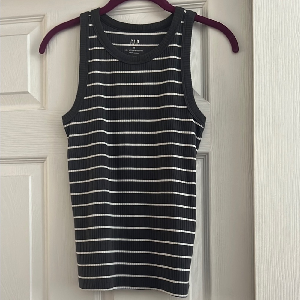GAP Black and White Striped Tank Top